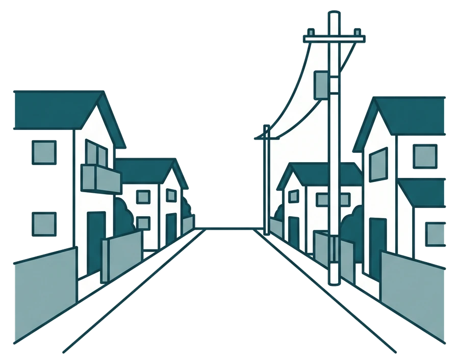 中央線のない住宅街の道