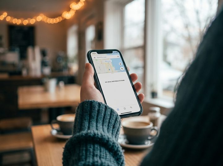 スマホで検索しても店が出てこない様子
