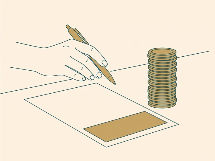 制作費の見積りを前に迷っている様子のイラスト