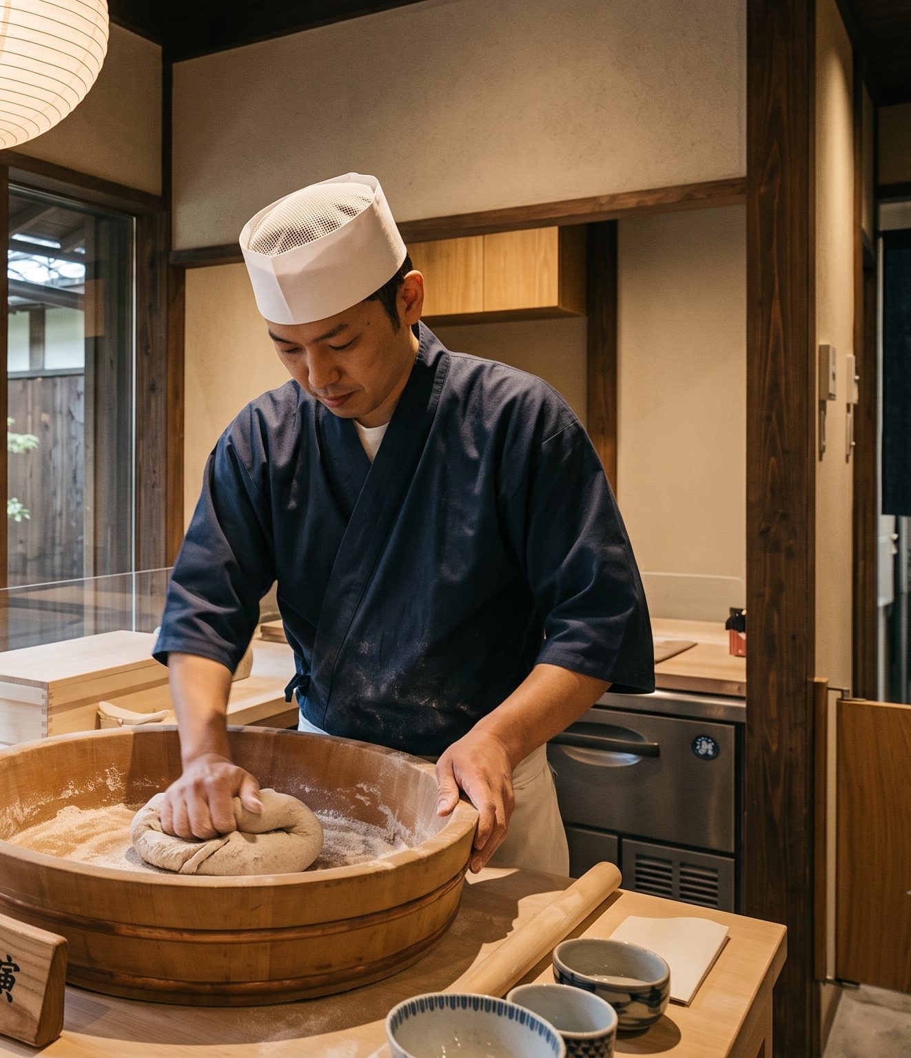 毎朝、店主自らが蕎麦を打つ